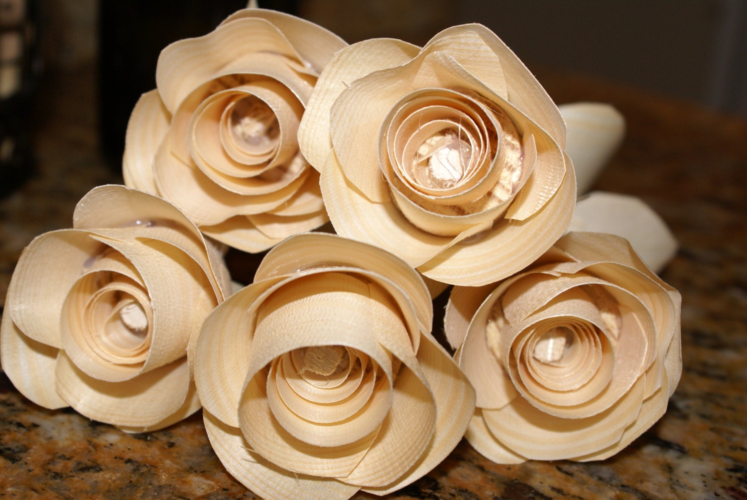 Wood roses 5 wooden roses gift for her 5th anniversary gift Etsy