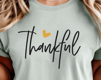 Thankful Heart Comfort Colors T-Shirt | Fall Gratitude Tee | Gift For Her