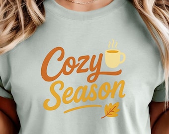 Cozy Season Comfort Colors T-Shirt, Fall Coffee Graphic Tee