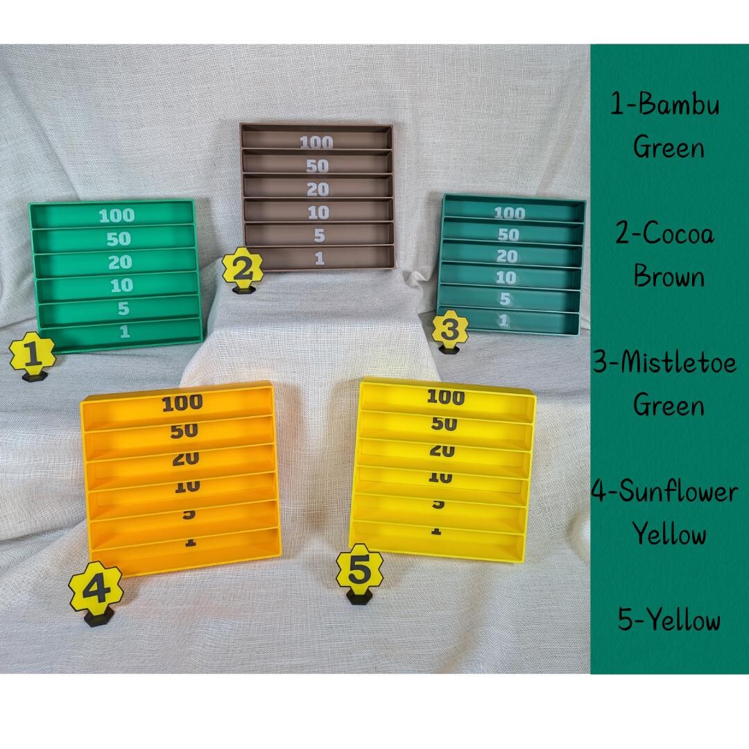 Cash Tray *earth Tones* Money Organizer W/ Denominations for Envelope ...