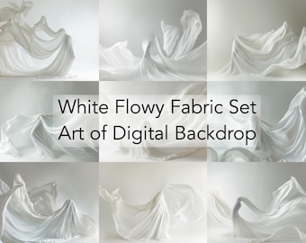 White Flowing Flaying Fabric Dress Digital Backdrops Set 1 - Maternity Photo Art