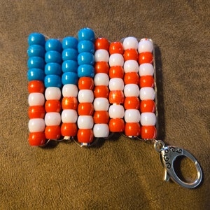American Flag Beaded Keychain