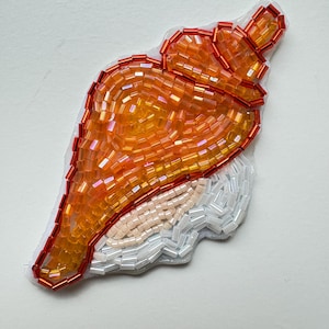 Handmade beaded conch shell appliqué decorative patch/brooch
