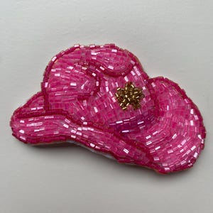 Handmade beaded cowboy hat appliqué decorative patch/brooch