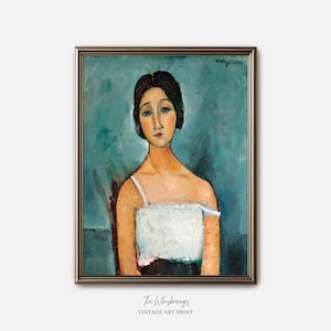 Female Portrait Art Print: Antique Oil Painting, Portrait Of Woman, Gallery Wall Art