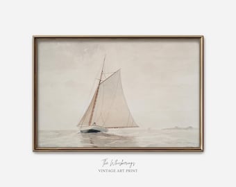 Vintage Sailboat Art Print: Sailing Off The Coast Of Gloucester, New England Wall Decor