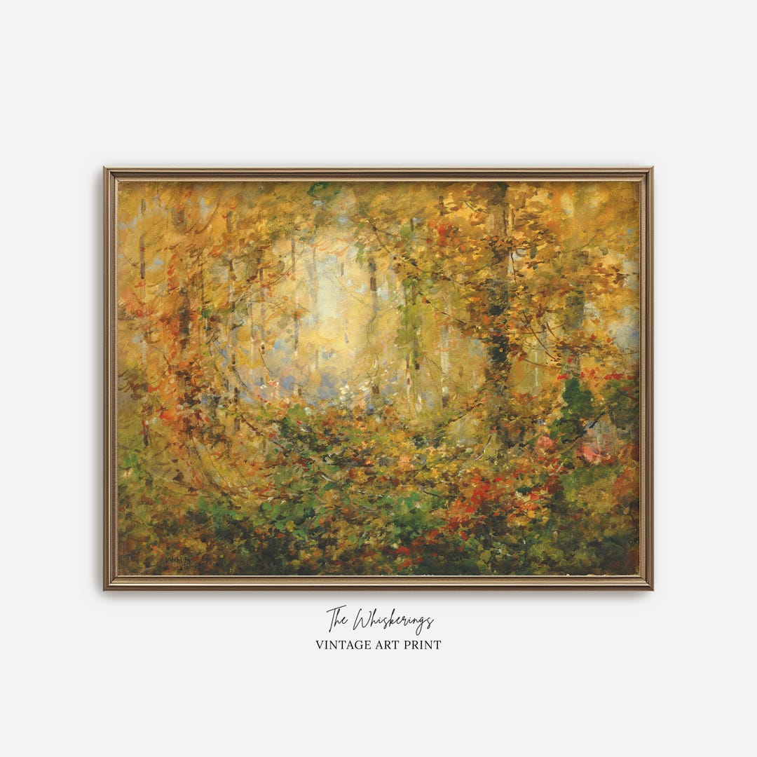 Vintage Autumn Forest Art Print: Whimsical Cottagecore Fall Wall Decor ...