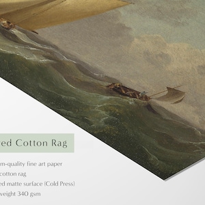 Vintage Nautical Art Print: 1700s Antique Painting, Stormy Sailing Maritime Wall Decor image 6