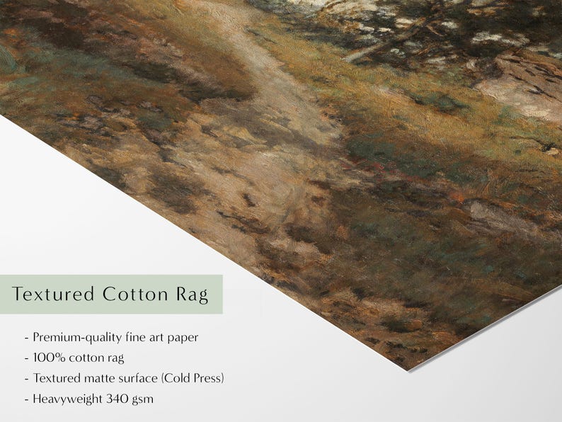 Cottage Landscape Art Print: Antique Countryside Painting, Rustic Farmhouse Vintage Wall Art Bild 5