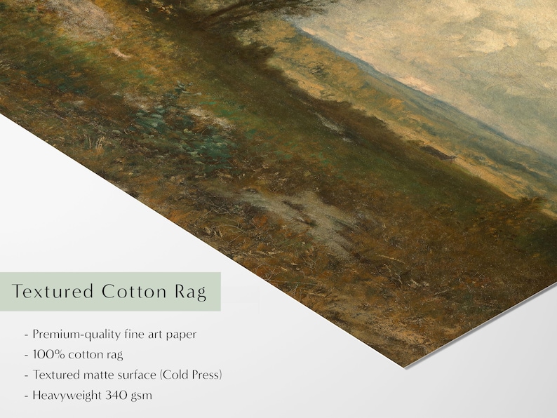 A fine art paper giclèe art print of a moody landscape painting, printed on textured cotton rag paper.