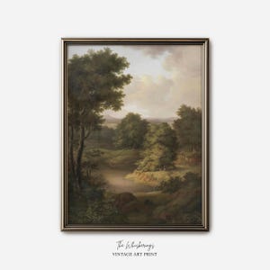 Moody Vertical Landscape Art Print: Antique Oil Painting, Vintage Landscape For Gallery Wall