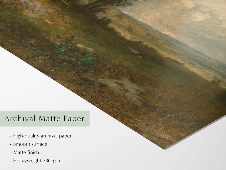 A fine art paper giclèe art print of a moody landscape painting, printed on archival matte paper.