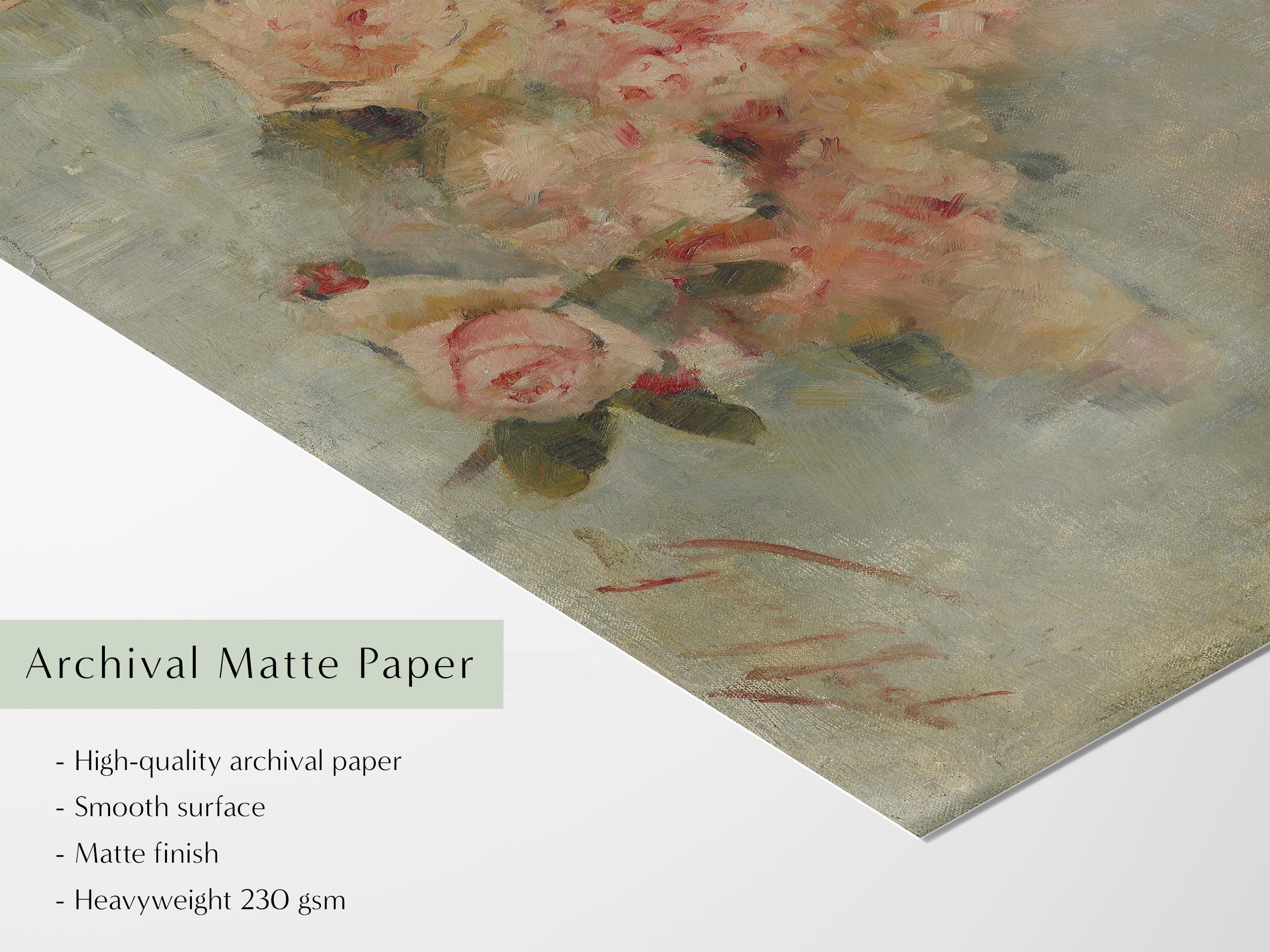 Pink Roses Art Print: Vintage Flowers Still Life Painting, Floral Wall ...