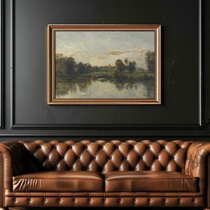 Vintage Landscape Art Print: French Countryside Painting, River Landscape Wall Art, Farmhouse Decor, Large Print image 4
