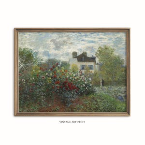 Monet Print | Artist&#39;s Garden Painting | Vintage Artwork | French Cottage | Flowers Landscape | Antique Oil Painting | Cottogecore Wall Art