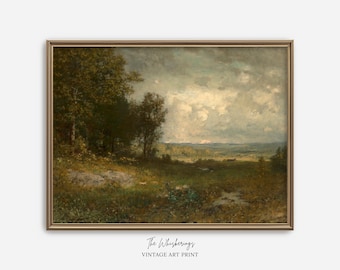 Moody Landscape Art Print: Vintage Landscape Painting, Dark And Moody Farmhouse Wall Decor