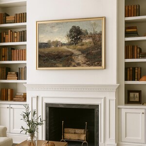 Cottage Landscape Art Print: Antique Countryside Painting, Rustic Farmhouse Vintage Wall Art Bild 2