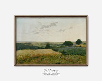 Vintage French Countryside Landscape Print: Farmhouse Wall Art, Country Decor