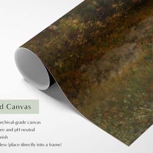 A fine art paper giclèe art print of a moody landscape painting, printed on rolled canvas.