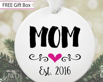 New Mom Christmas Ornament First Christmas as Mom Baby Shower Gift for Mom Custom Ornament #OR553
