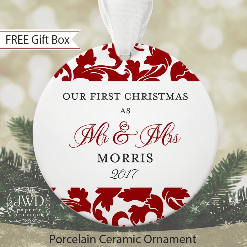Our First Christmas Mr and Mrs Ornament Personalized Wedding Holiday …