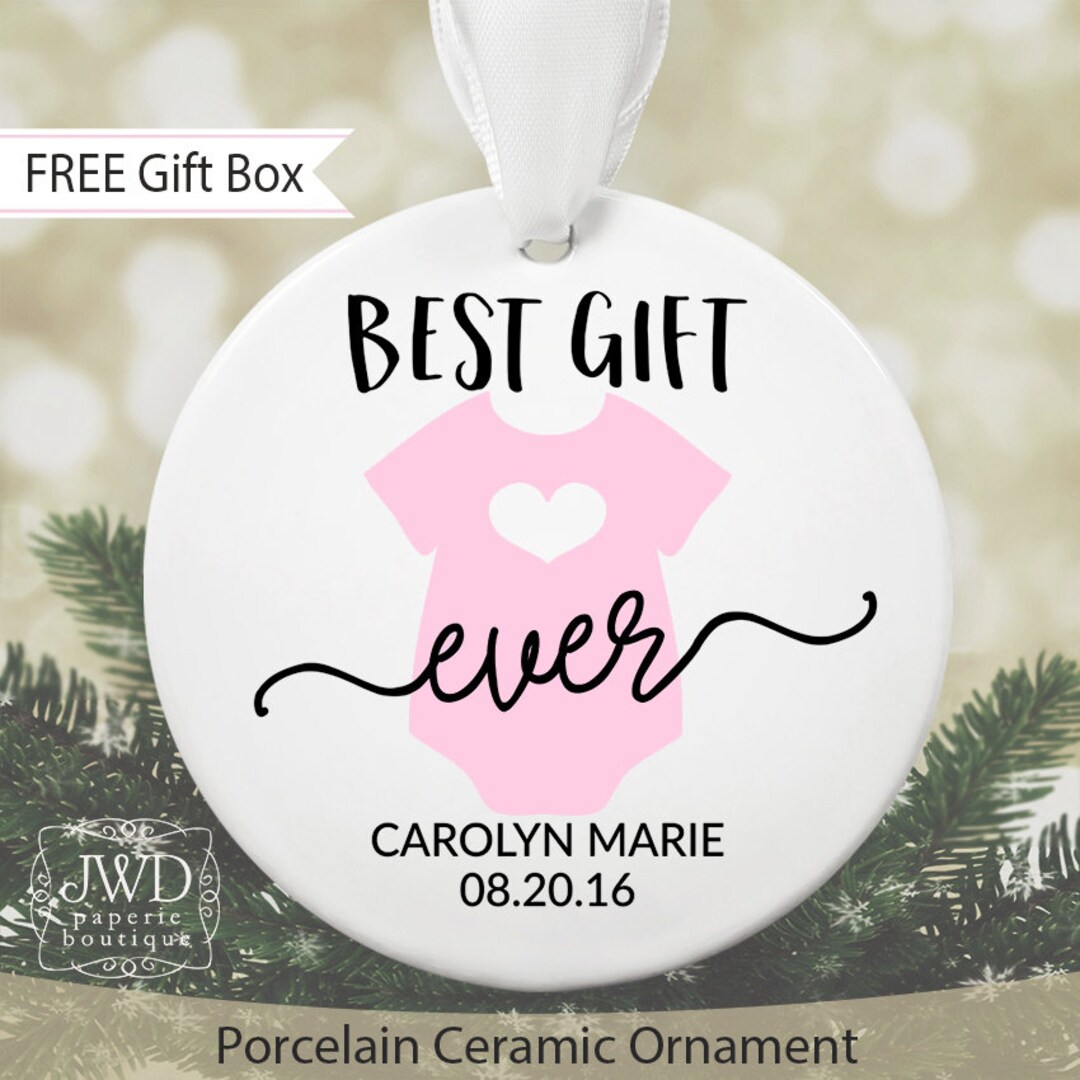 Best Gift Ever Onesie Personalized Baby Christmas Ornament Etsy