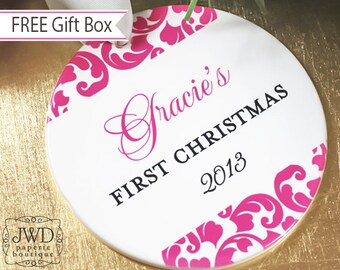 Babys My First Christmas Ornament Personalized Baby Christmas Ornament New Baby Gift Baby Girl Gift Baby Boy Gift # KIR-B1-O