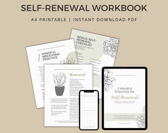 Printable 15-Day Self-Renewal Self-Care Workbook Journal A4 25 Pages