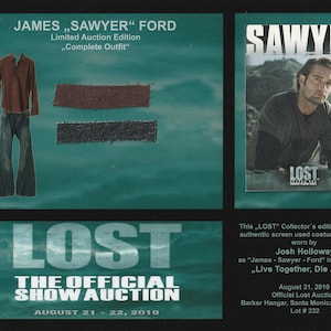 Lost Serie - original costume card - Prop -  Lost TV Show - Josh Holloway als James "Sawyer " Ford - auf 99 Stück limitierte Sammleredition