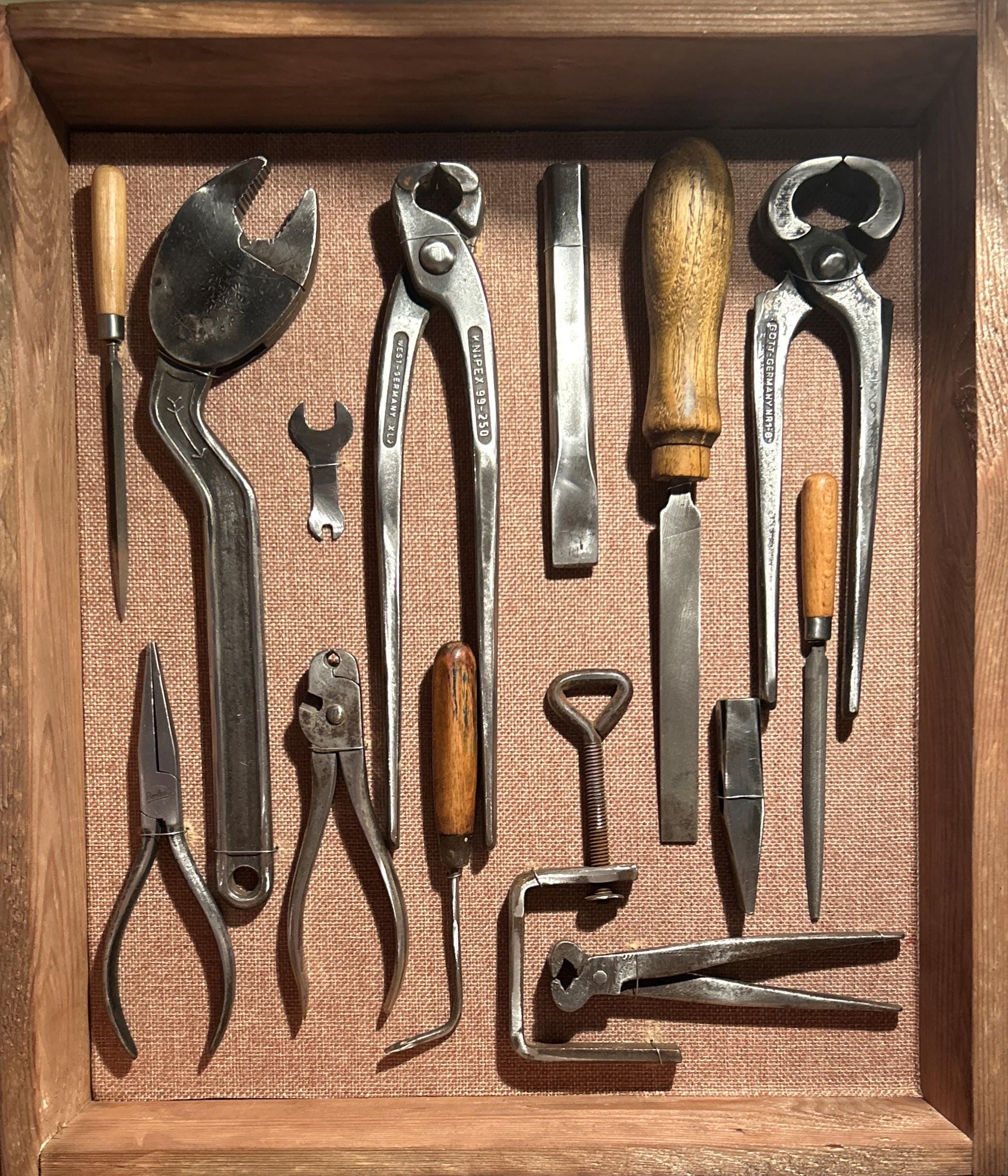 Antique Tools in a Picture Frame - Vintage Tools. Industrial