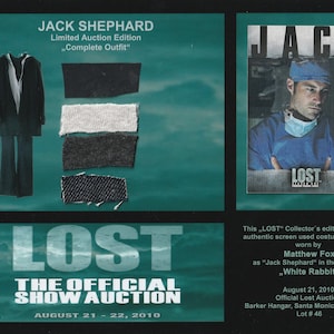 Lost Serie - original costume card - Prop von Matthew Fox als Jack Shephard- auf weltweit 99 Stück limitierte Sammleredition Lost TV Show