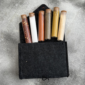 Bag with travel spices - outdoor - camping - picnic BBQ - herbs and salt set as a gift barbecue spices gift set.