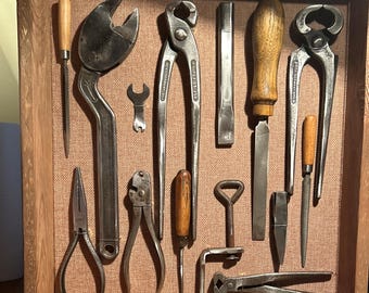 Antique Tools in a Picture Frame - Vintage Tools. Industrial