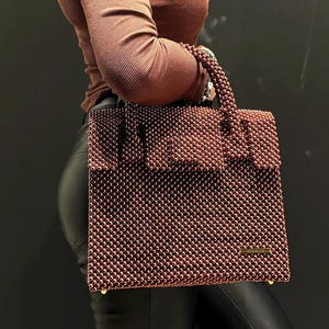Garnet Chic” – Handmade Beaded Crystal Bag by KOSMILUX
