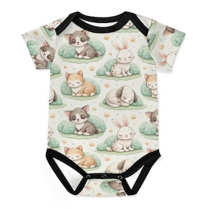 Dreamy Infant Romper with Sleeping Animals - Soft and Stylish