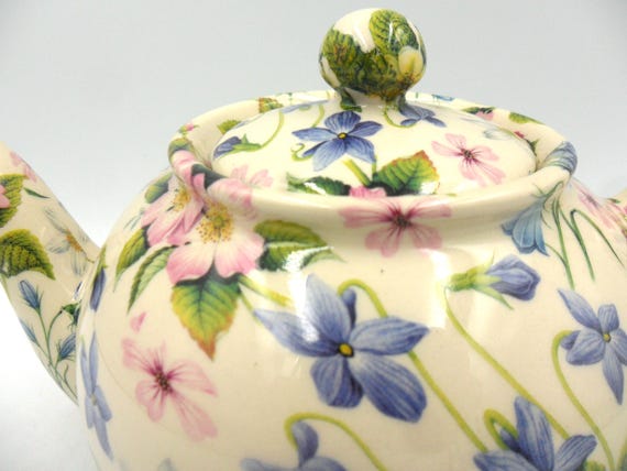 2 Cup Teapot in Floral Dog Rose Design by Heron Cross Pottery - Etsy