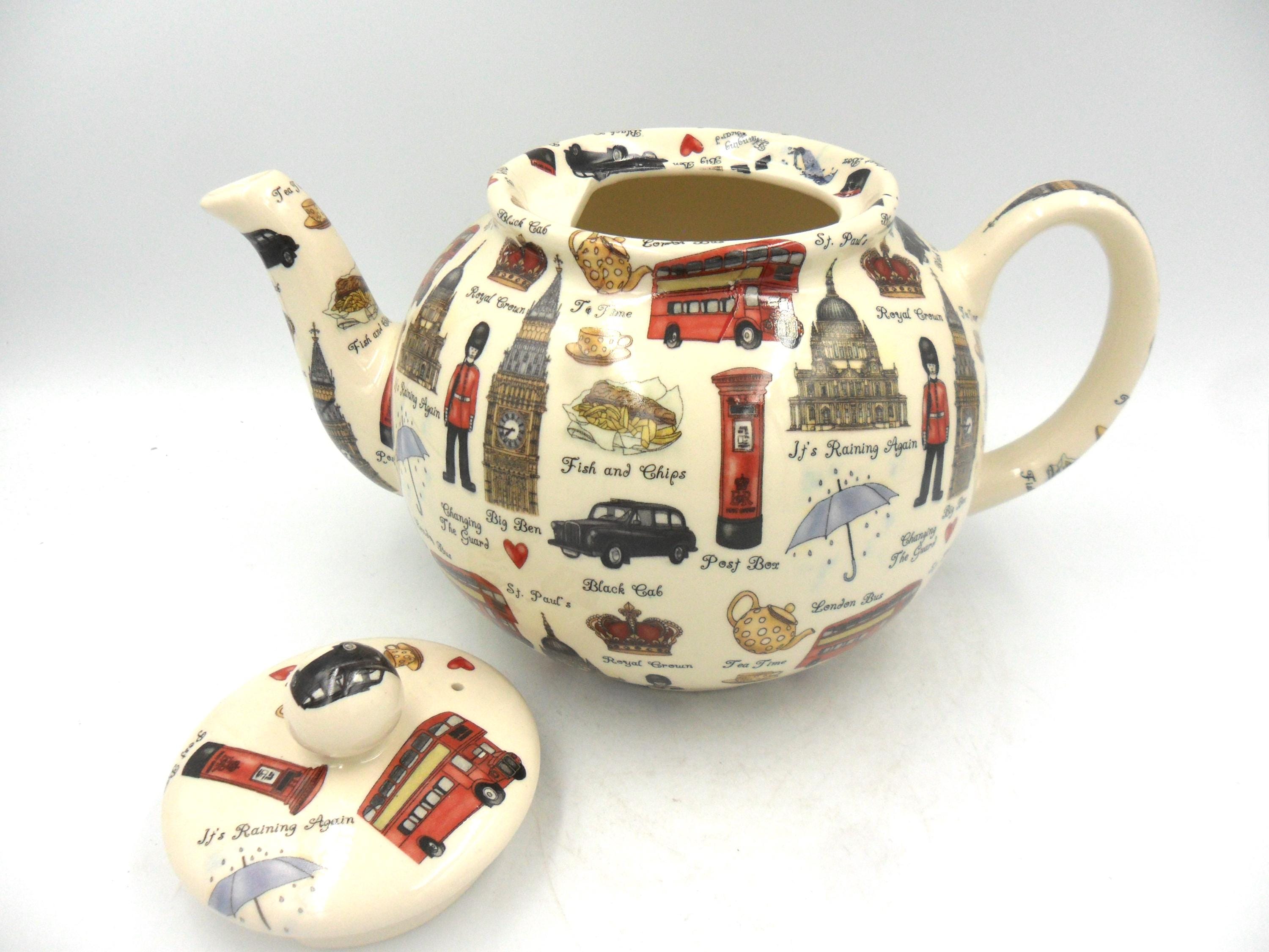 Heron Cross Pottery 伝統的な英国式ティーセット 2 Cup Teapot in London Scenes Design by Heron Cross Pottery - Etsy