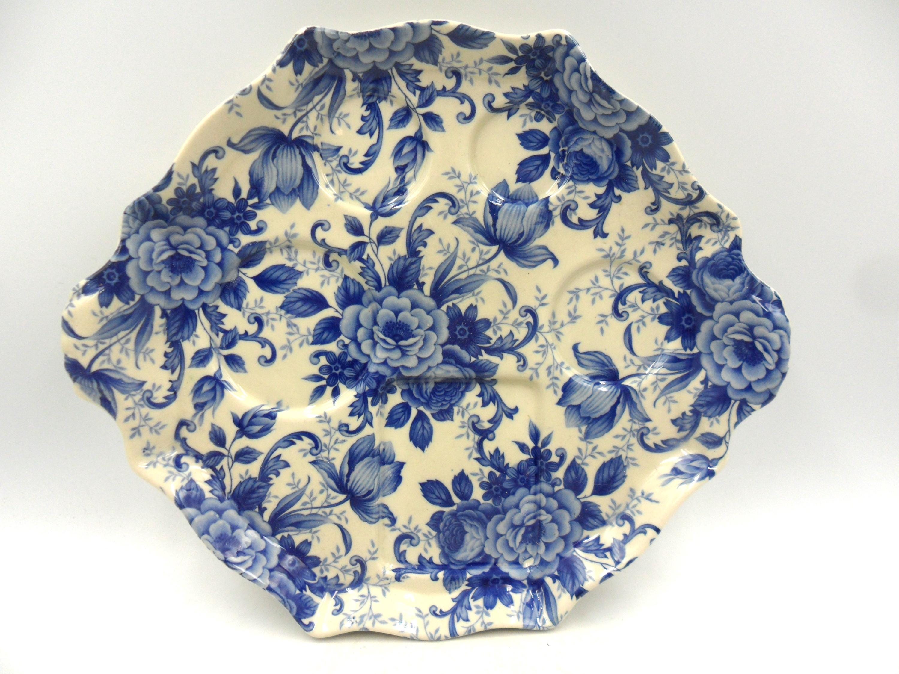 Heron Cross Pottery Monaco Blue Breakfast Set: Teapot, Cup, Tray