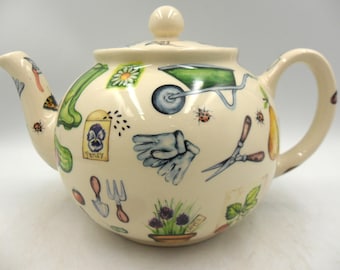 Heron Cross Pottery 伝統的な英国式ティーセット 6 Cup Teapot in Summer Camelia Design by Heron Cross Pottery