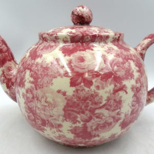 Théière 2 tasses à motif Laura chintz rose, par Heron Cross Pottery