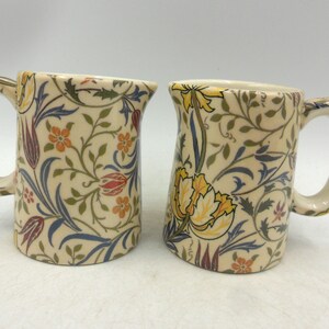 Set of 2 Mini Earthenware Jugs: William Morris Flora Design, Heron Cross Pottery