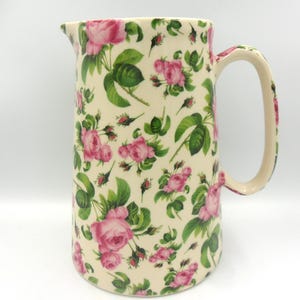 1 Pint Steingutkrug in Pink June Rose Chintzy Design von Reiher-Kreuz-Keramik