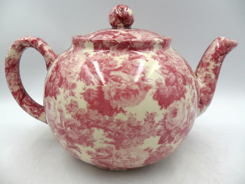 2 Cup Teapot in Pink Laura chintz Design by Heron Cross Pottery Bild 3