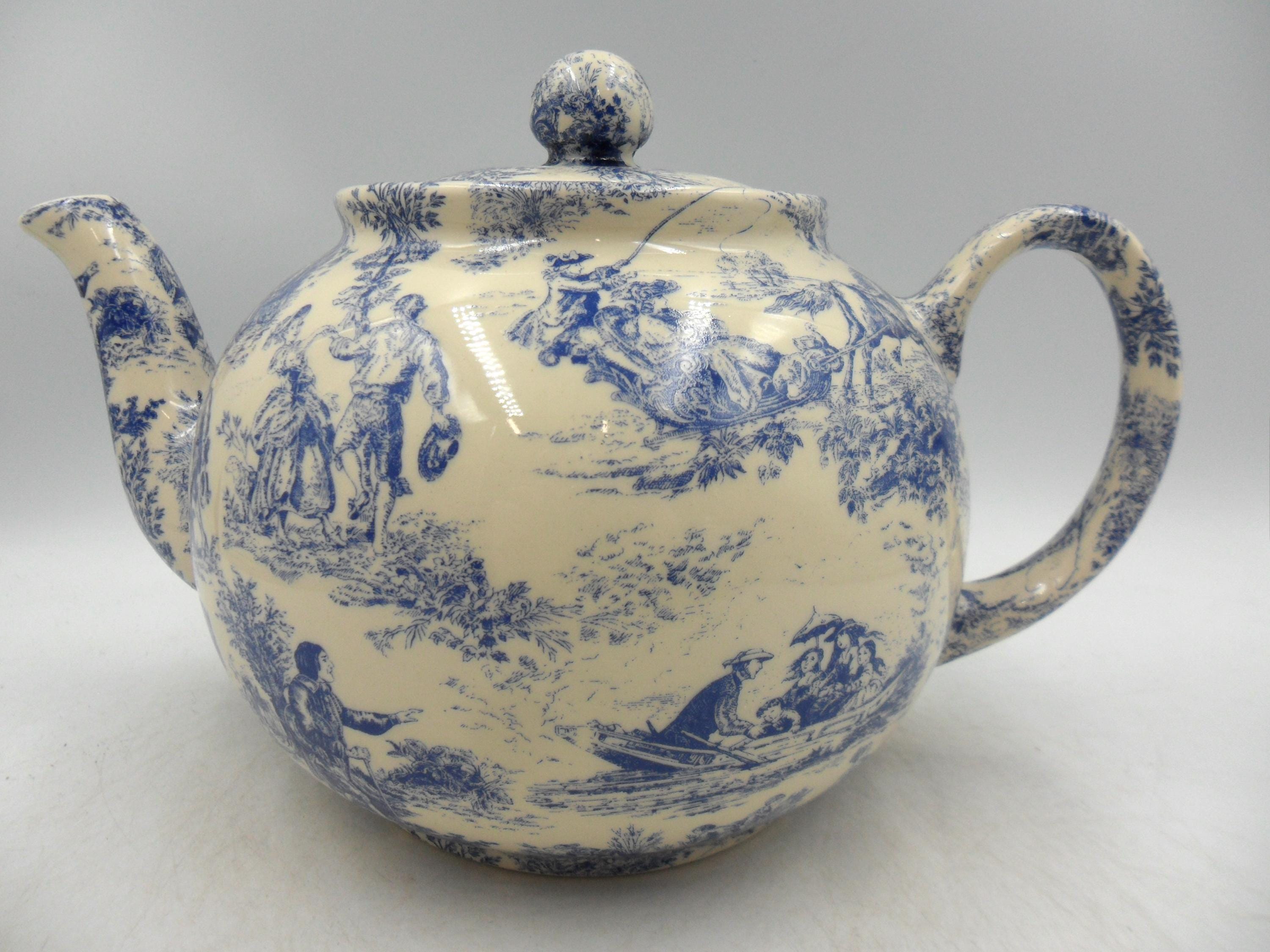 6 Cup Teapot in Blue Toile Design by Heron Cross Pottery - Etsy UK
