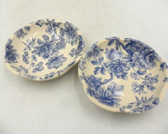ヘロンクロス陶器のブルーイマリデザインの小さな花びら皿2枚 - Etsy 日本