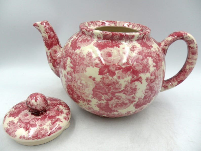 2 Cup Teapot in Pink Laura chintz Design by Heron Cross Pottery Bild 11
