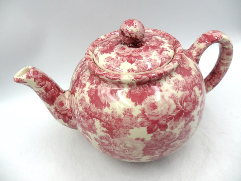 2 Cup Teapot in Pink Laura chintz Design by Heron Cross Pottery Bild 2