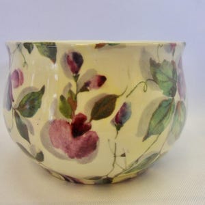 Large open Sugar bowl in Purple Sweet Pea design by Heron Cross Pottery