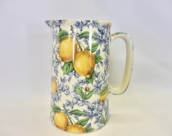 2 pint Earthenware Jug in Lemon Blossom chintz design by Heron Cross Pottery