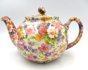 2 Cup Teapot in Pretty Olde England design by Heron Cross Pottery